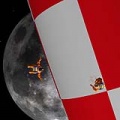 La célébrissime fusée lunaire à damier d'Hergé avec Tintin et Haddock (addon de Lukr)